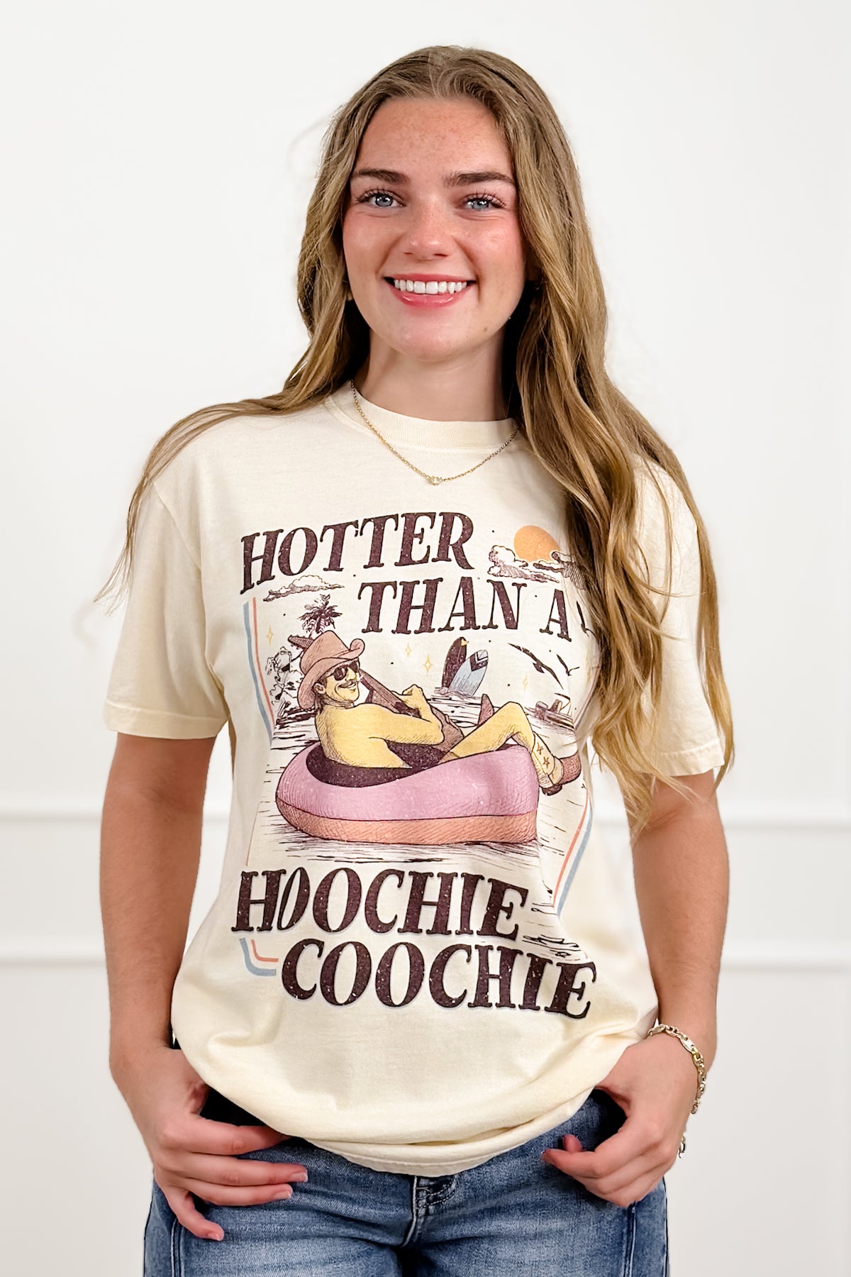 Plus/Reg Short Sleeve "Hotter Than.." Graphic Tee - Freckled Poppy