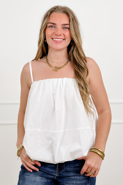 Plus/Reg Sleeveless Bubble Hem Top - Freckled Poppy
