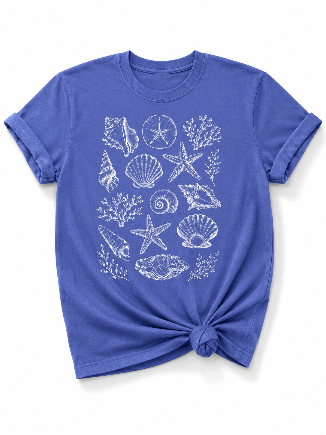 Plus/Reg Short Sleeve Seashells and Coral Graphic Tee - Freckled Poppy