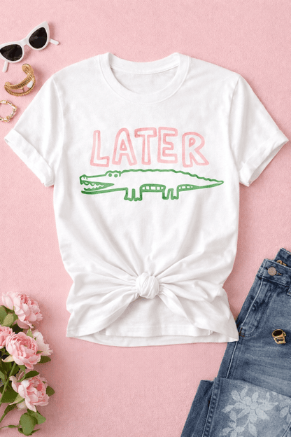 Plus/Reg Short Sleeve "Later Gator" Graphic Tee - Freckled Poppy