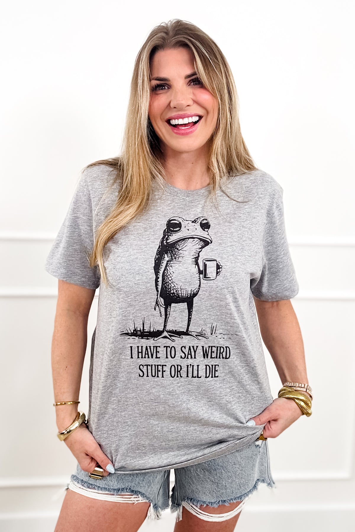 Plus/Reg Short Sleeve "I Have to Say Weird Stuff or I Die" Graphic Tee - Freckled Poppy