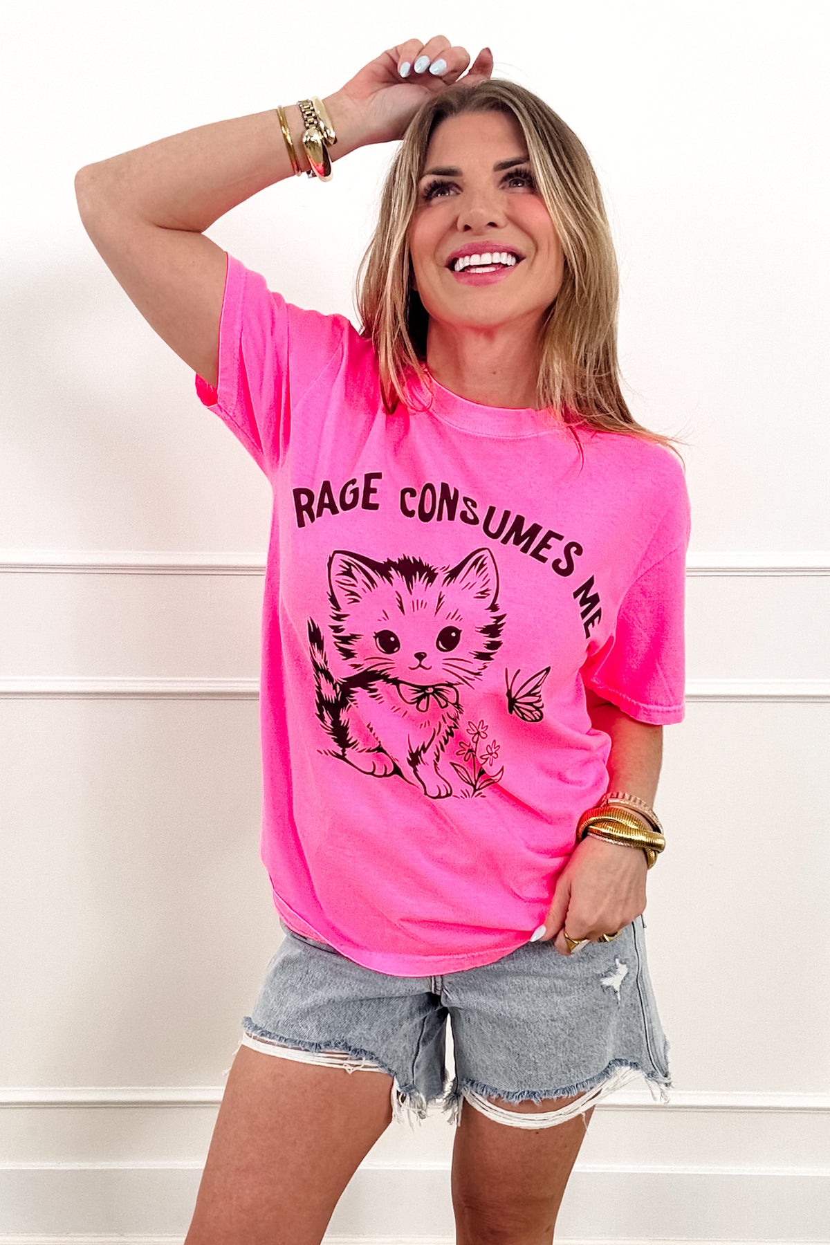 Plus/Reg Short Sleeve "Rage Consumes Me" Graphic Tee - Freckled Poppy