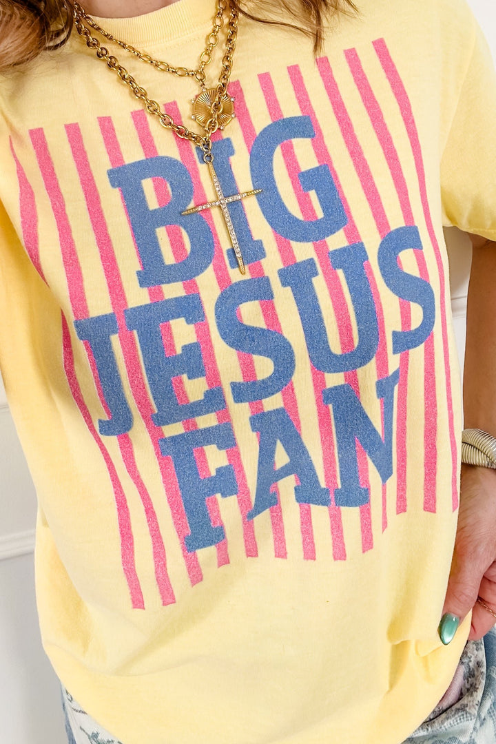 Plus/Reg Short Sleeve "Big Jesus Fan" Graphic Tee - Freckled Poppy
