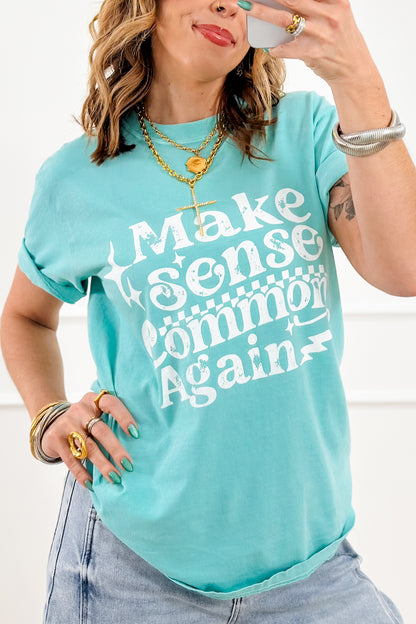 Plus/Reg Short Sleeve "Make Sense Common Again" Graphic Tee - Freckled Poppy