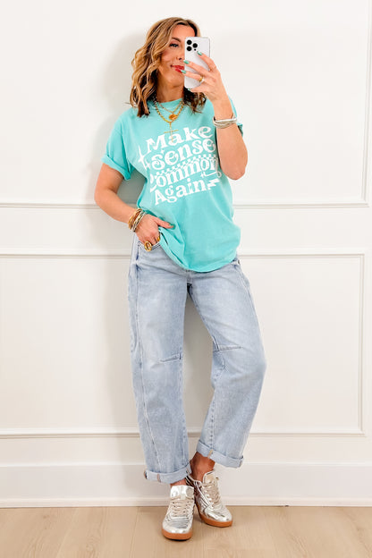 Plus/Reg Short Sleeve "Make Sense Common Again" Graphic Tee - Freckled Poppy