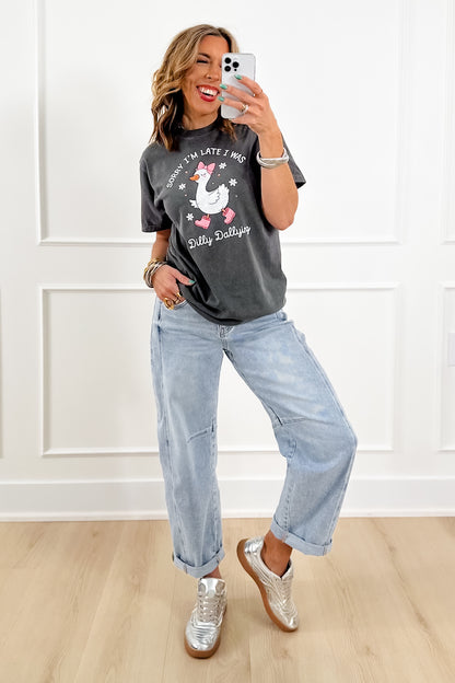 Plus/Reg Short Sleeve "Sorry I'm Late" Graphic Tee - Freckled Poppy