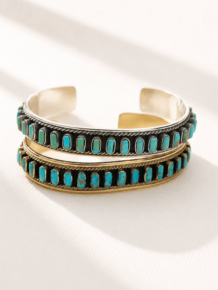 BOHO SOL Turquoise Multi Stone Cuff - Freckled Poppy