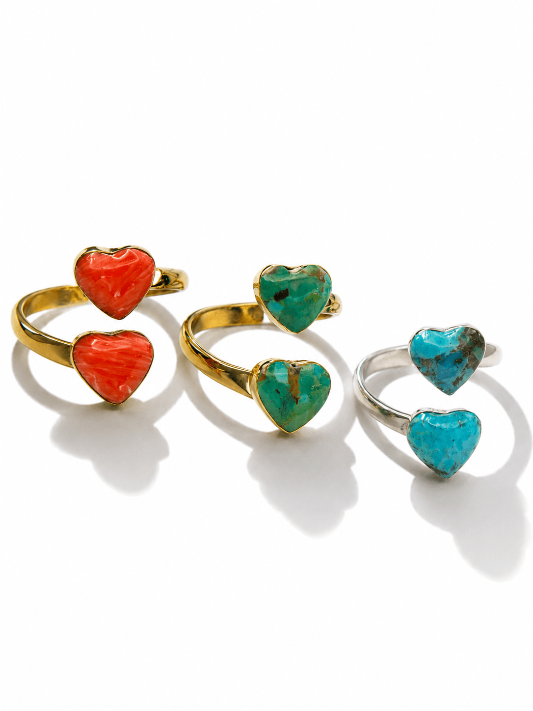 BOHO SOL Double Heart Adjustable Ring - Freckled Poppy