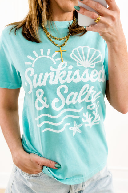 Plus/Reg Short Sleeve "Sunkissed & Salty" Graphic Tee - Freckled Poppy