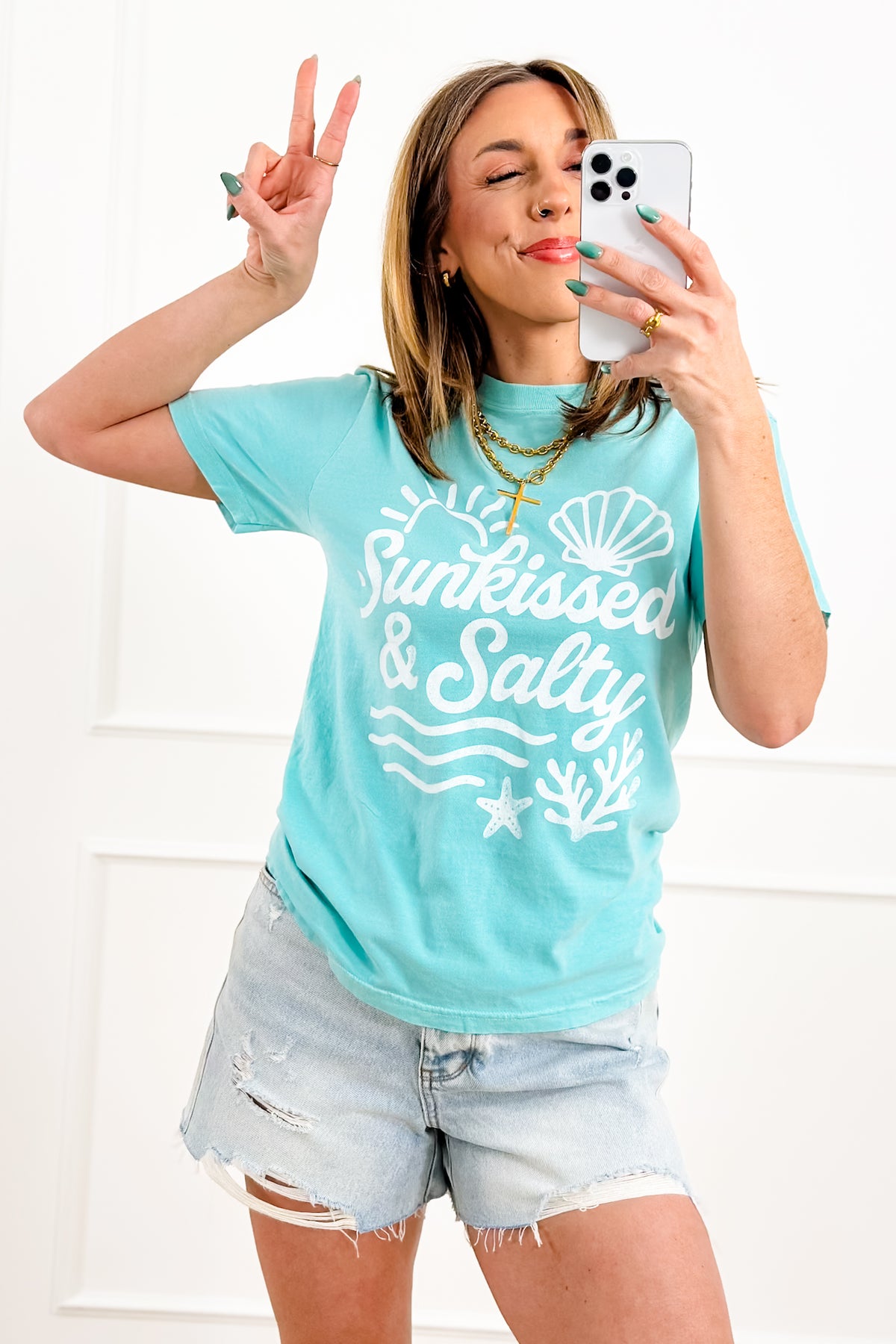 Plus/Reg Short Sleeve "Sunkissed & Salty" Graphic Tee - Freckled Poppy