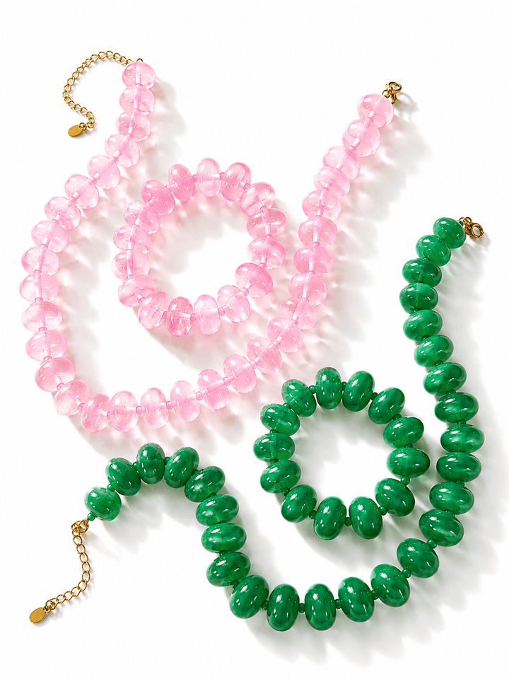 Treasure Jewels Beaded Necklace and Bracelet Set - Freckled Poppy