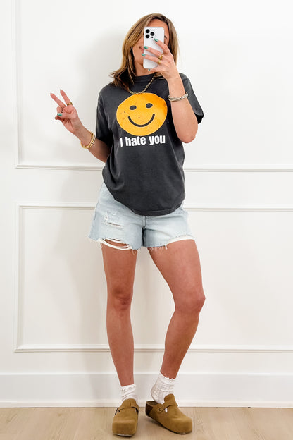 Plus/Reg Short Sleeve "I Hate You, Smiley" Graphic Tee - Freckled Poppy