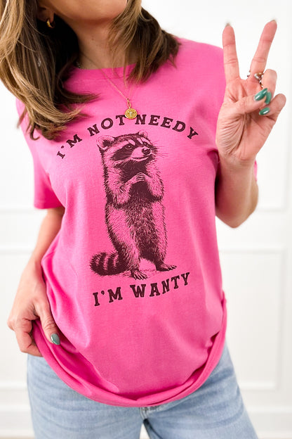 Plus/Reg Short Sleeve "I'm Not Needy, I'm Wanty" Graphic Tee - Freckled Poppy