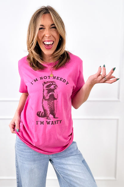 Plus/Reg Short Sleeve "I'm Not Needy, I'm Wanty" Graphic Tee - Freckled Poppy