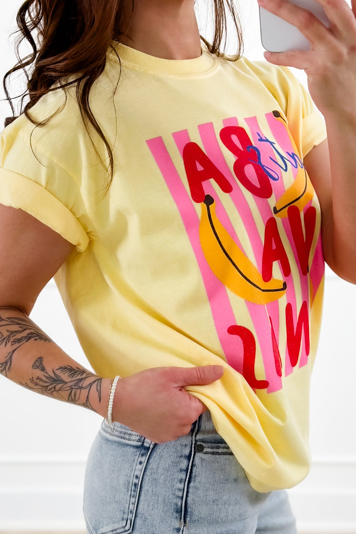 Plus/Reg Short Sleeve "That's Bananas" Graphic Tee - Freckled Poppy