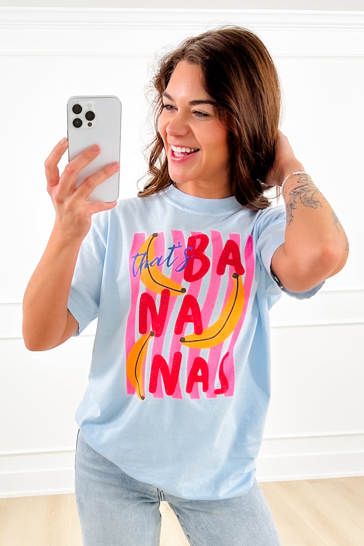 Plus/Reg Short Sleeve "That's Bananas" Graphic Tee - Freckled Poppy