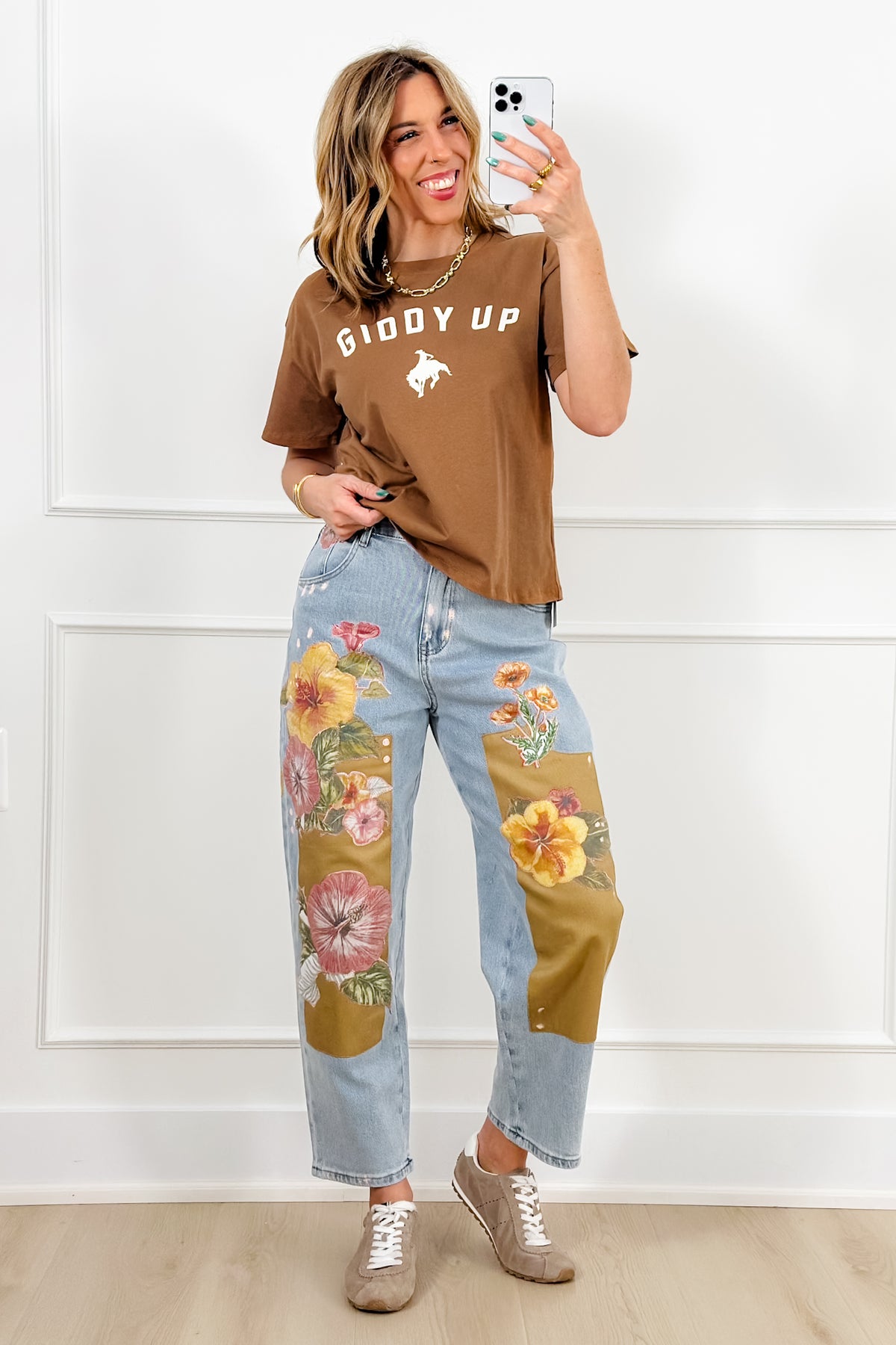 Short Sleeve "Giddy Up" Graphic Top - Freckled Poppy