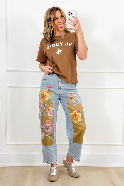 Short Sleeve "Giddy Up" Graphic Top - Freckled Poppy