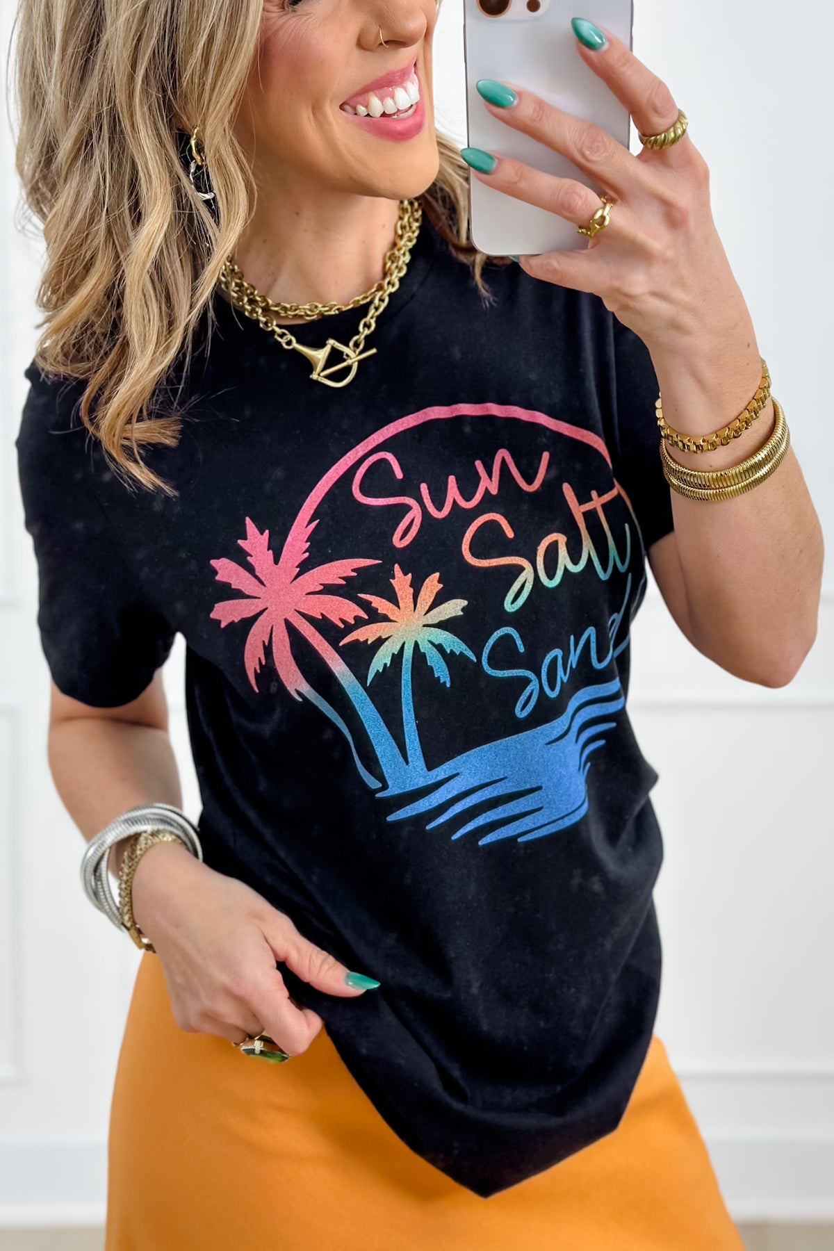 Plus/Reg Short Sleeve "Sun Salt Sand" Graphic Tee - Freckled Poppy