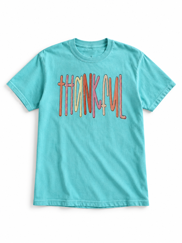 Plus/Reg Short Sleeve Thankful Graphic Tee - Freckled Poppy
