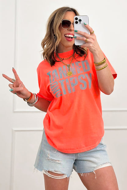 Plus/Reg Short Sleeve "Tanned and Tipsy" Graphic Tee - Freckled Poppy