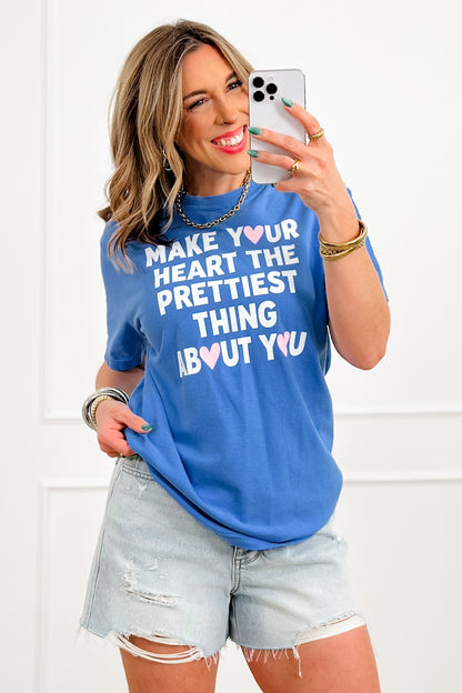 Plus/Reg Short Sleeve "Make Your Heart the Prettiest Thing About You" Graphic Tee - Freckled Poppy