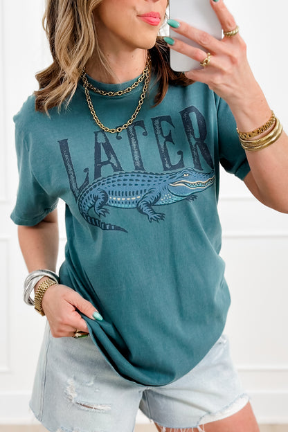 Plus/Reg Short Sleeve "Later Gator" Graphic Tee - Freckled Poppy