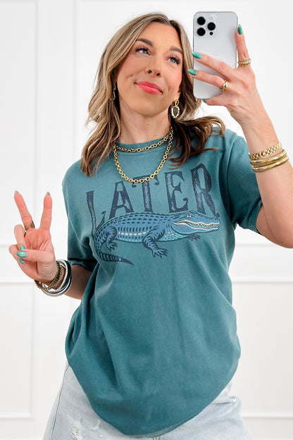 Plus/Reg Short Sleeve "Later Gator" Graphic Tee - Freckled Poppy