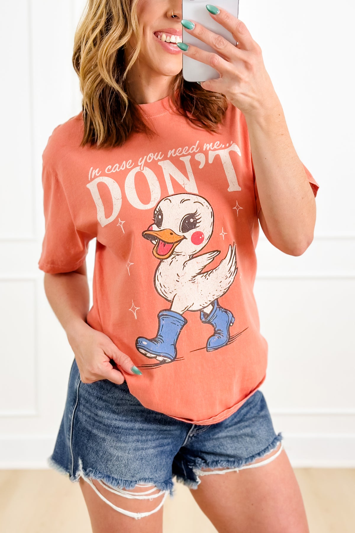 Plus/Reg Short Sleeve "In Case You Need Me..." Graphic Tee - Freckled Poppy