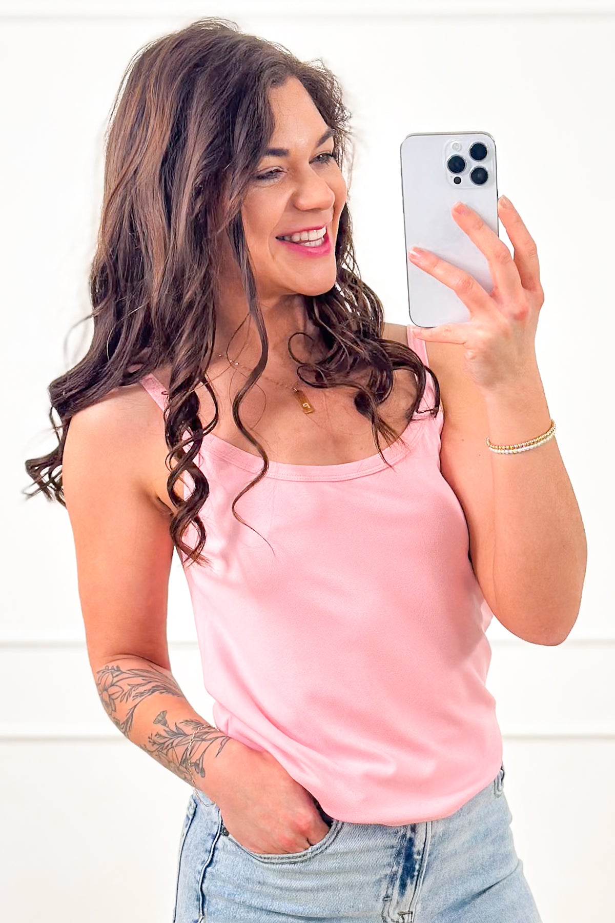 Solid Color Knit Cami Top - Freckled Poppy