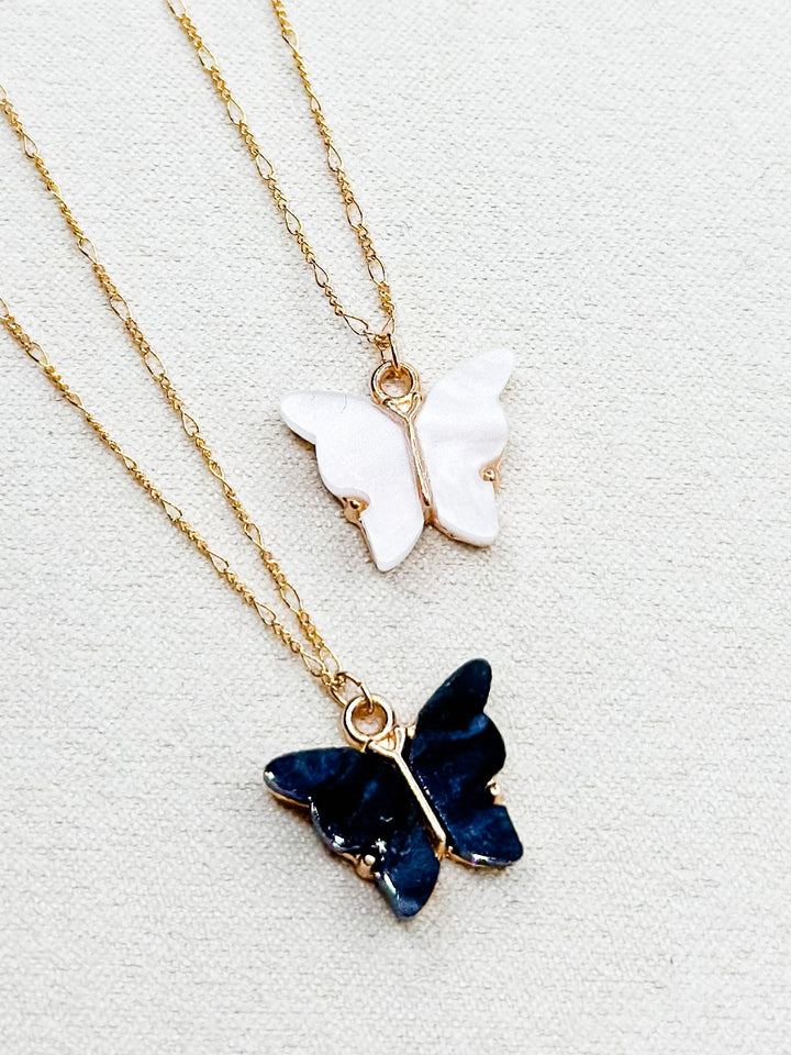 Love, Poppy Shimmer Stone Butterfly Necklace - Freckled Poppy
