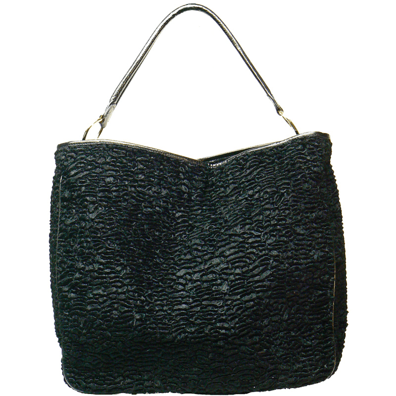 Black Persian Lamb Vegan Fur Tote Bag - Freckled Poppy
