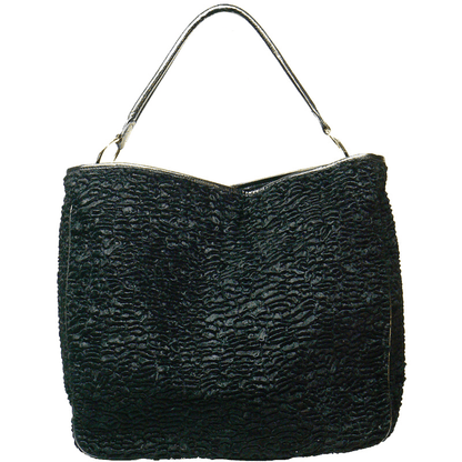 Black Persian Lamb Vegan Fur Tote Bag - Freckled Poppy