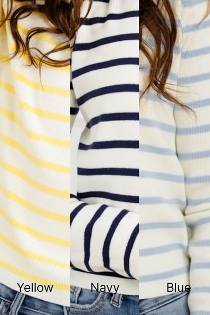 Striped Long Sleeve Button Down Cardigan - Freckled Poppy