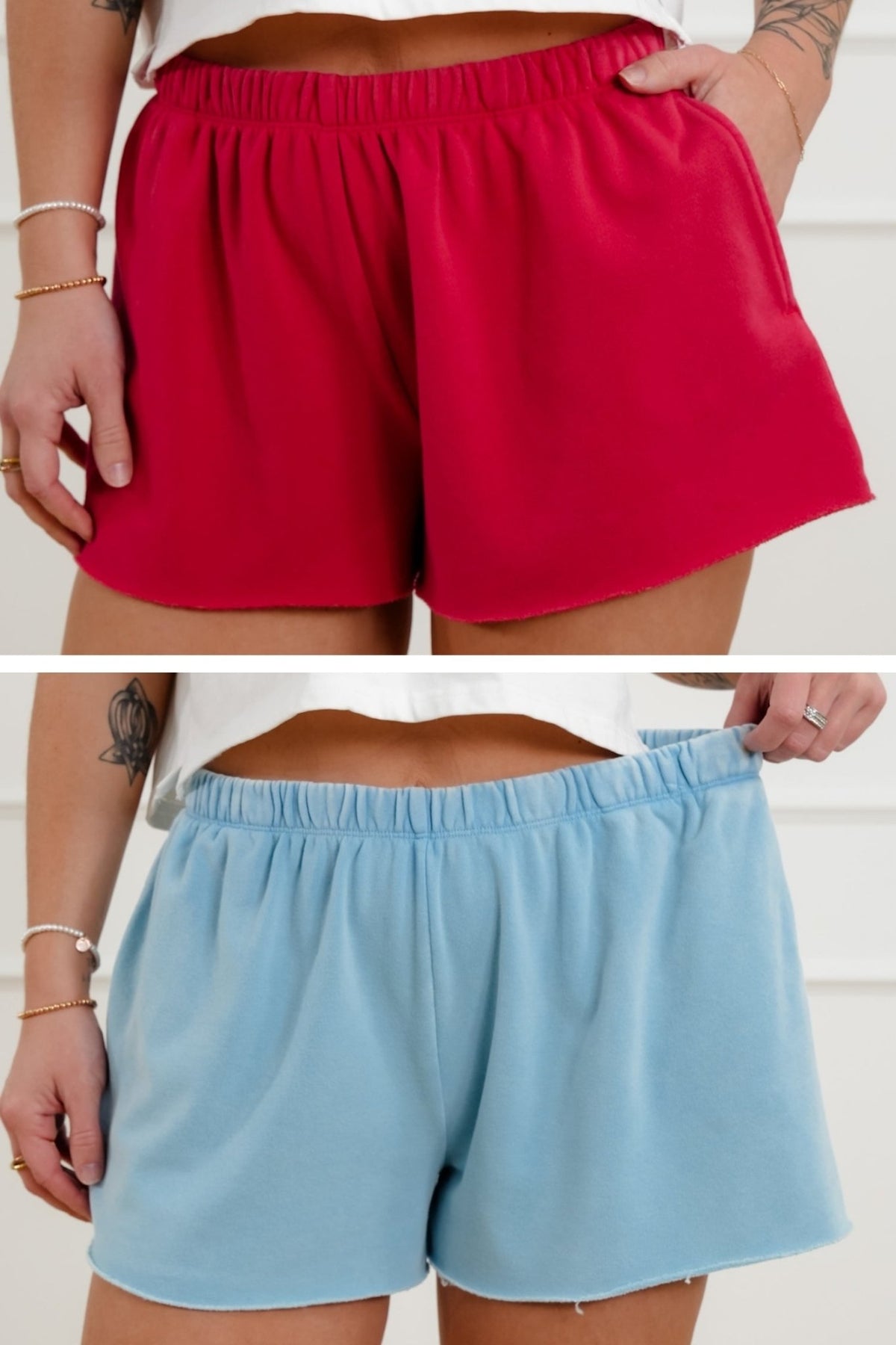 Mineral Wash French Terry Elastic Waist Shorts - Freckled Poppy