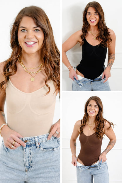 Plus/Reg Solid Sleeveless Seamless Bodysuit *Final Sale* - Freckled Poppy