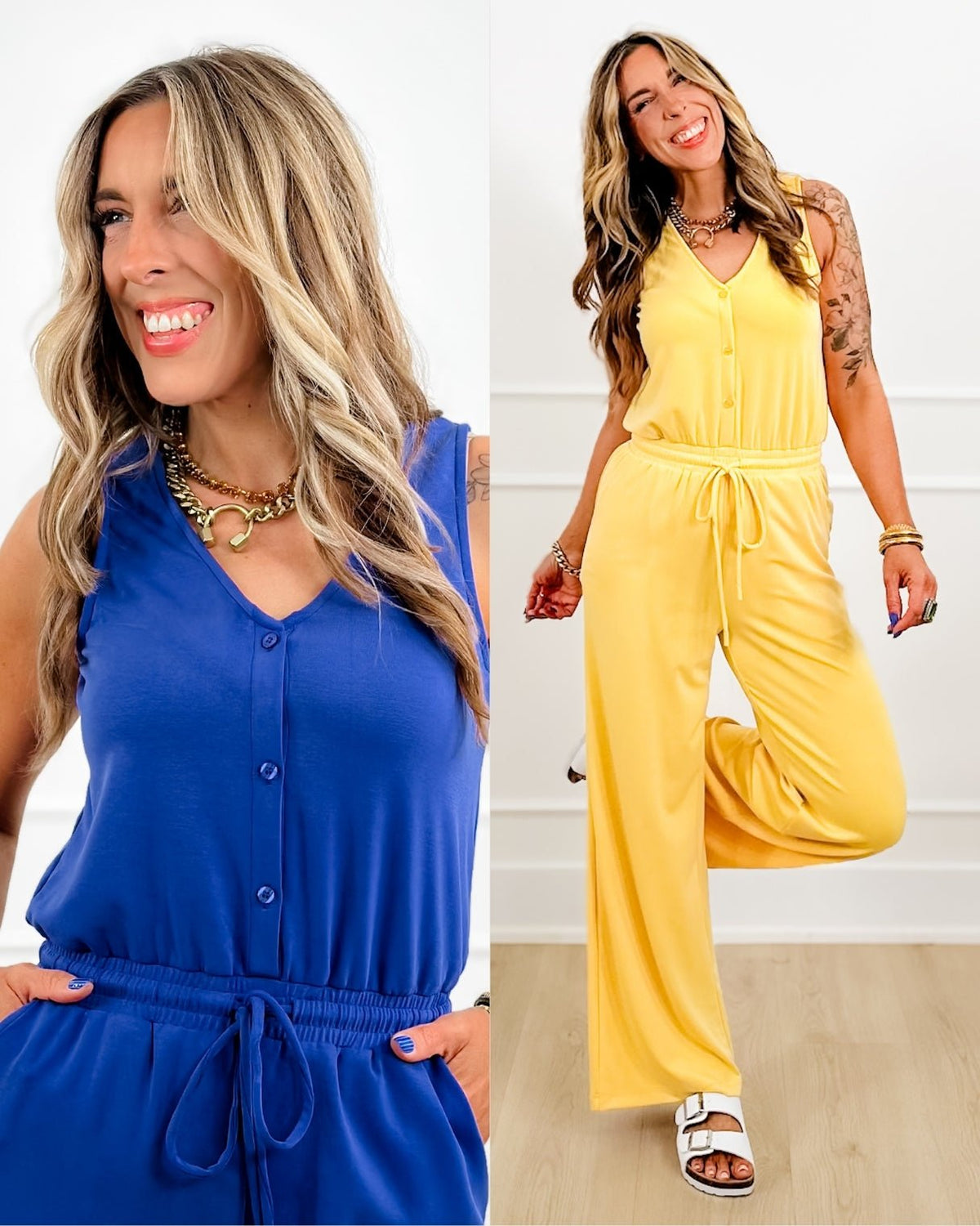 Solid Knit Sleeveless Tie at the Waist Jumpsuit - Freckled Poppy