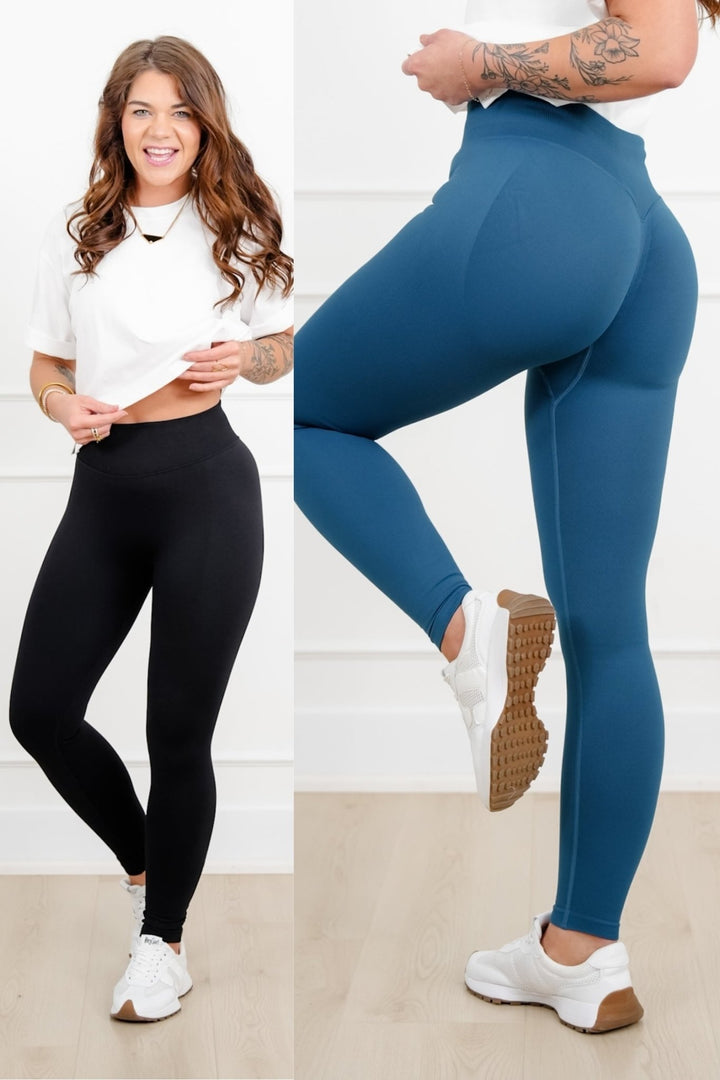 Plus/Reg Solid Color Butt-Lifting Leggings - Freckled Poppy