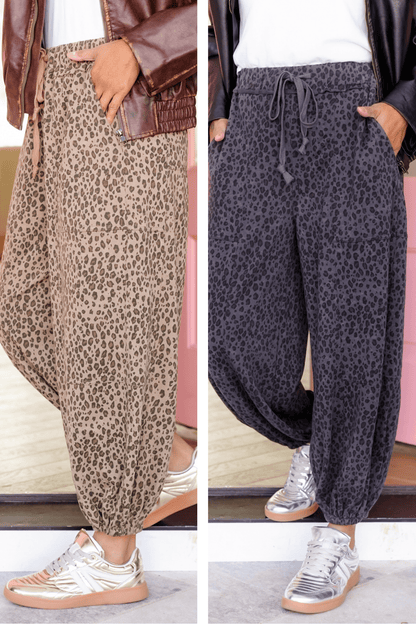 Animal Print Elastic Waist Jogger Pants - Freckled Poppy