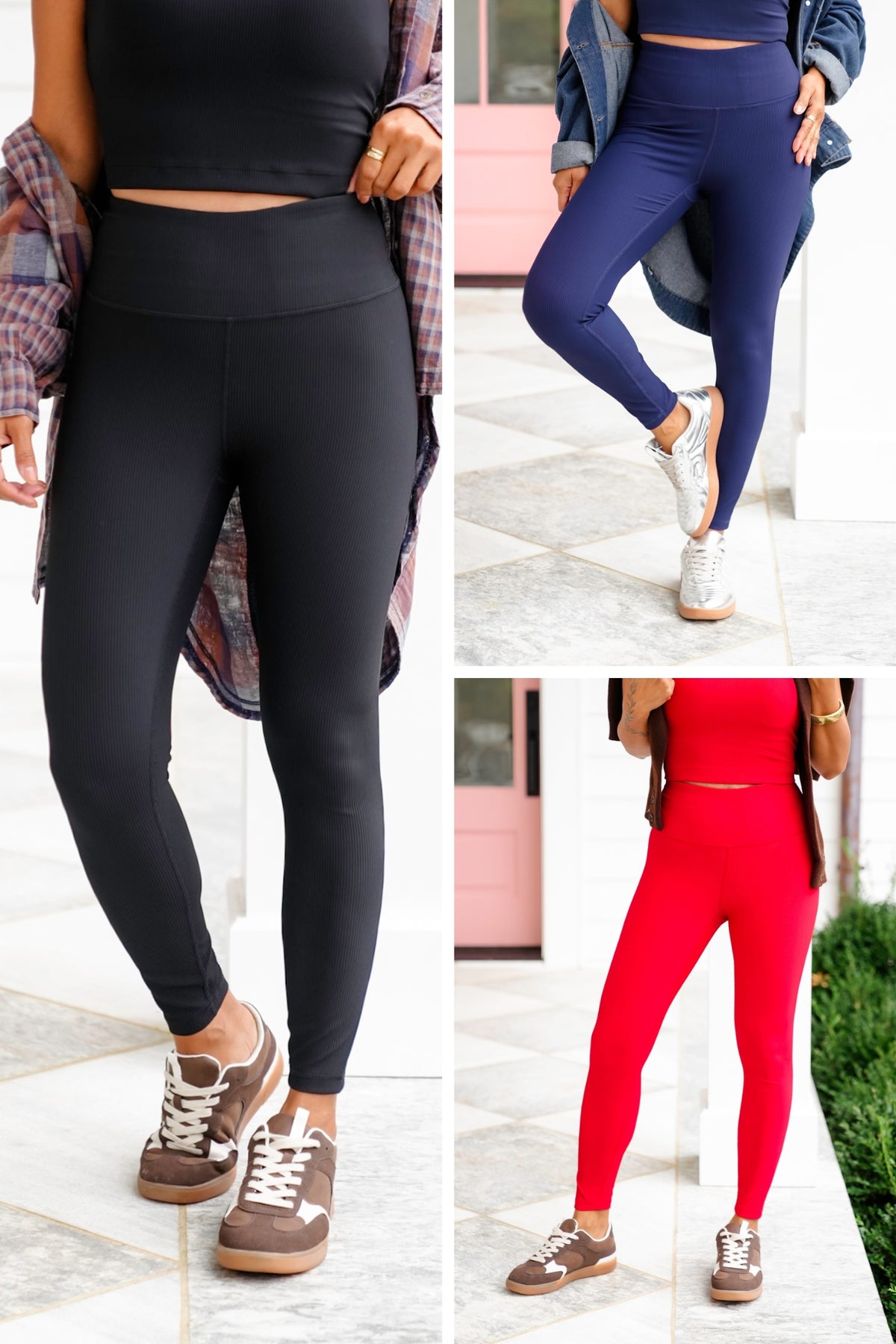 Ribbed Yoga Pants with Key Pocket - Freckled Poppy