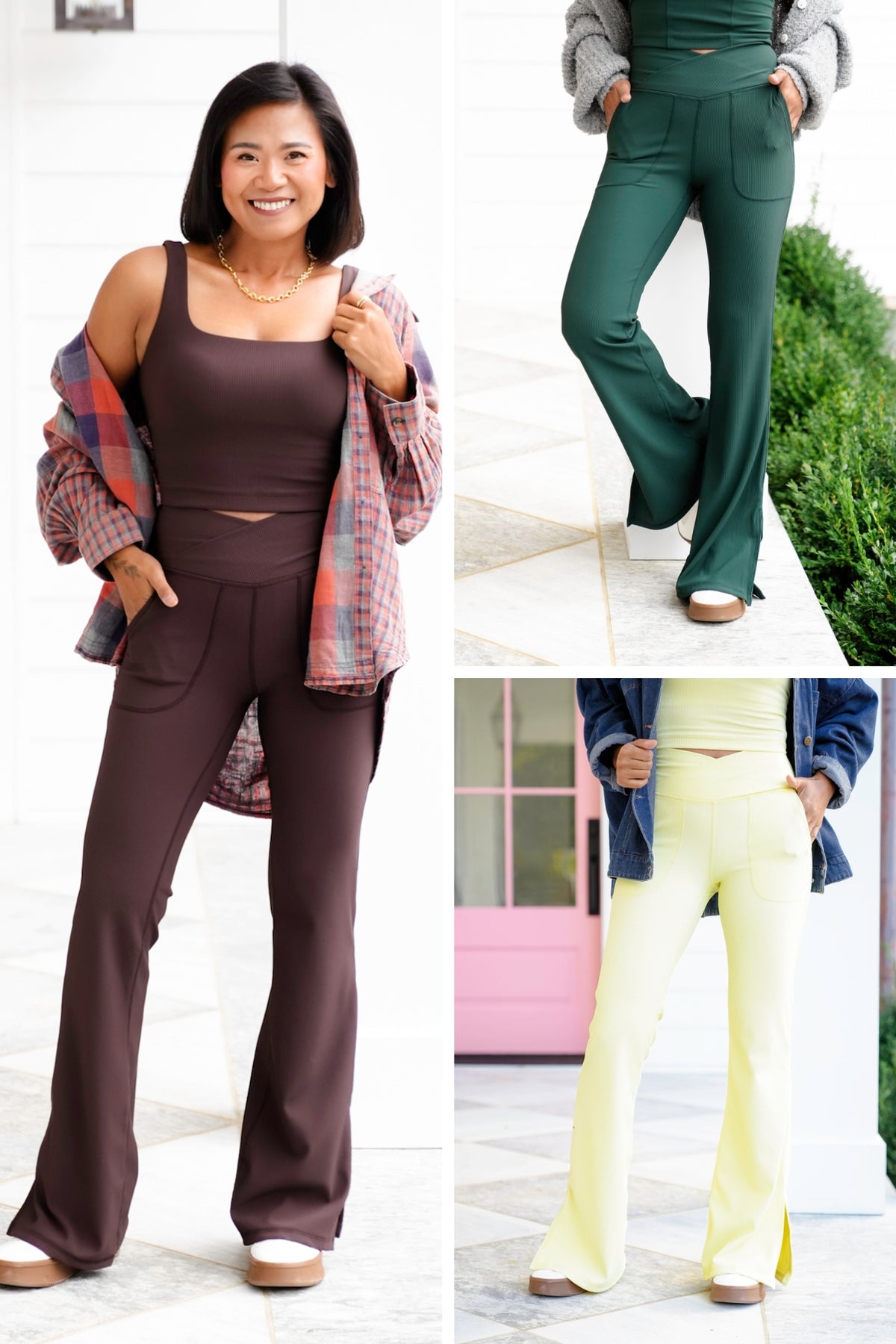 Ribbed V Waist Flared Leggings - Freckled Poppy