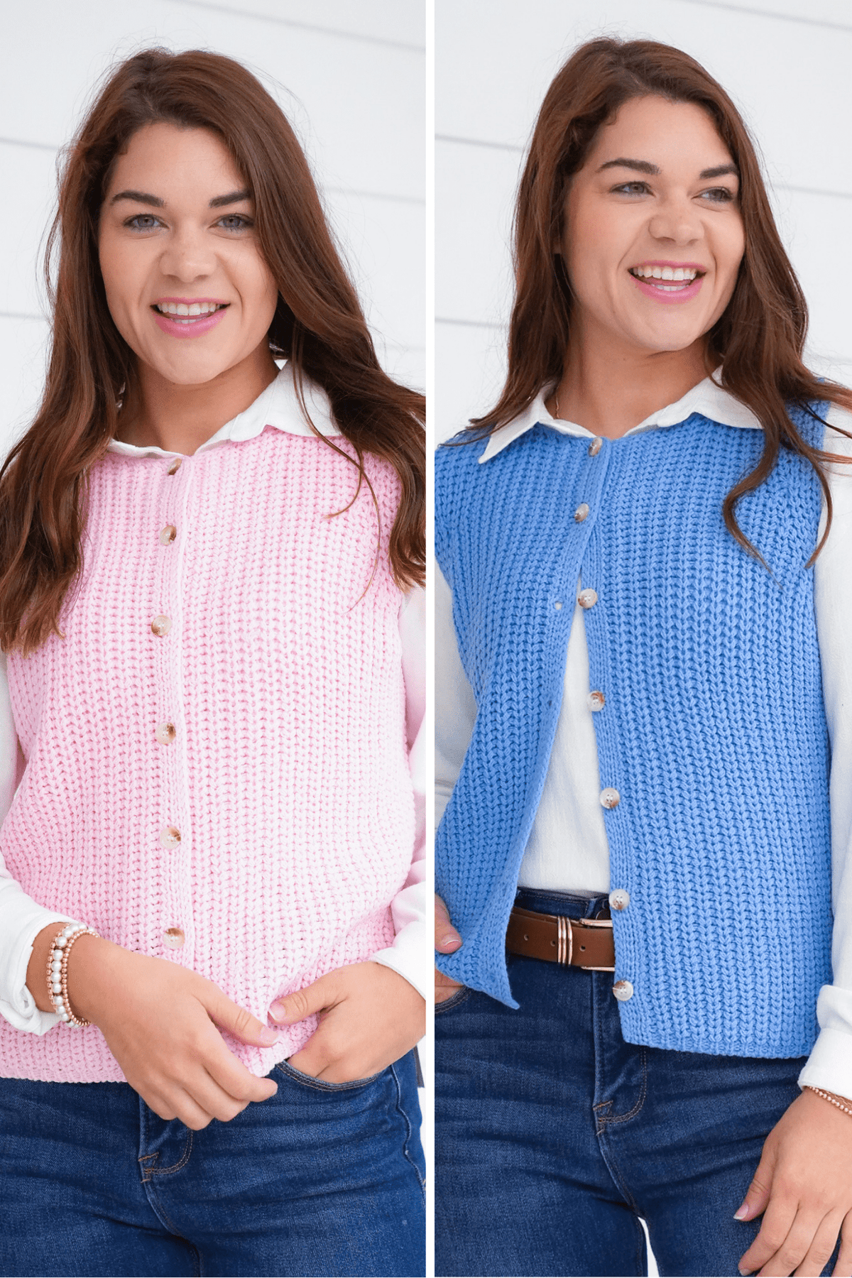 Knit Button Down Sweater Vest - Freckled Poppy