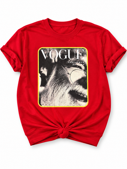 Plus/Reg Short Sleeve Vogue Santa Christmas Graphic Tee