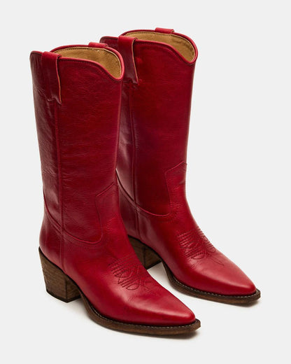 Steve Madden Vintage Inspired Western Leather Boots - Freckled Poppy