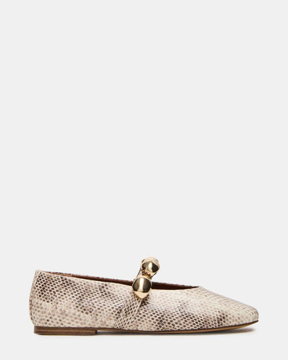 Steve Madden Animal Print Ballet Flats with Gold Link Strap - Freckled Poppy