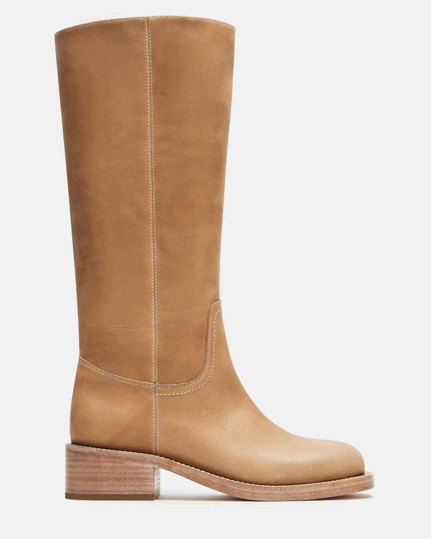 Restock! Steve Madden Leather Mid Calf Boot with Stacked Block Heel