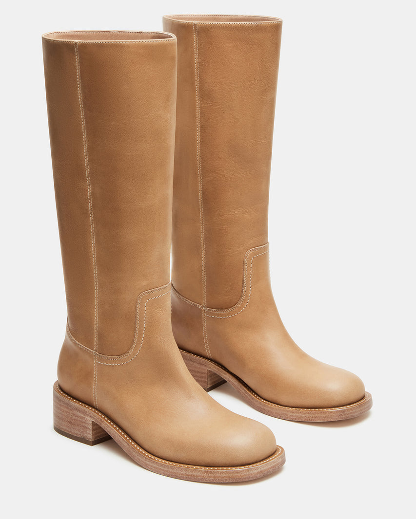 Restock! Steve Madden Leather Mid Calf Boot with Stacked Block Heel