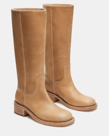 Restock! Steve Madden Leather Mid Calf Boot with Stacked Block Heel