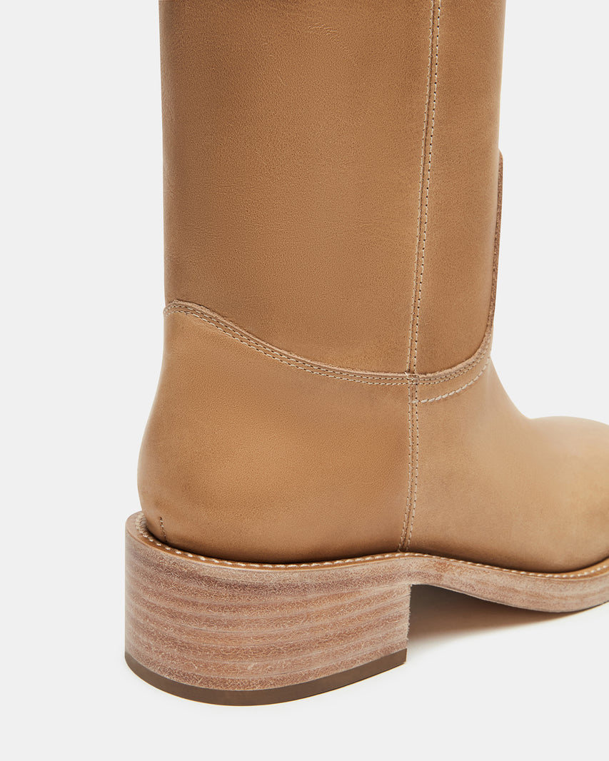 Restock! Steve Madden Leather Mid Calf Boot with Stacked Block Heel