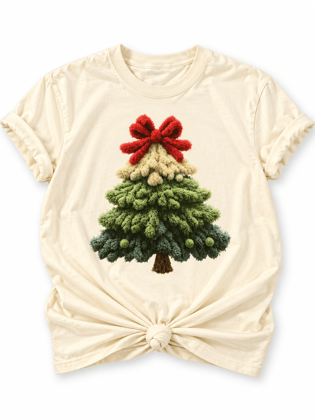 Plus/Reg Short Sleeve Cozy Christmas Tree Graphic Tee - Freckled Poppy